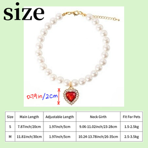 Premium Acryl-Herz Haustier-Halsband mit Schnallenverschluss Prinzessinnen-Stil Perlenkette Kristallanhänger Umweltfreundlich für Katzen Hunde Alle - Product Image 3