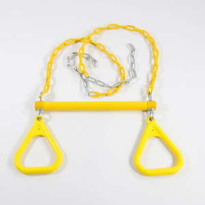 <span class=keywords><strong>Barre</strong></span> de <span class=keywords><strong>Trapeze</strong></span> pour Balançoire Extérieure pour Enfants Robuste avec Chaîne en Acier Revêtue de Plastique et Anneaux Triangulaires - Product Image 3