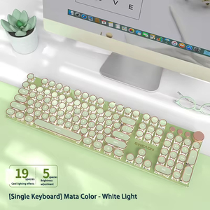 Steampunk Rose Gold/Matcha Wired/<strong>Wireless</strong> V20 Gaming 3 Mode <strong>Mechanical</strong> <strong>Keyboard</strong> Multiple Lighting Effects Electroplated Keycaps - Product Image 3