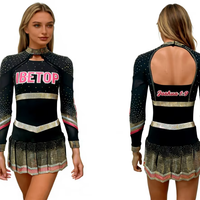 Tenue de cheerleading pour filles à manches longues avec jupe plissée, ensembles OEM personnalisés, costume All Star moins cher avec pierres