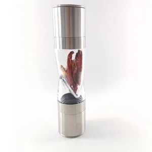 Kitchen Tools 2 in 1 Manual Dryer Chili Grinder Pepper Mills with Sharp Stainless Steel Blades