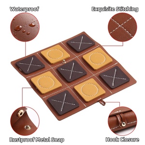 Du lịch tic-tac-toe Hội Đồng Quản trị trò chơi handmade không thấm nước PU da di động có thể gập lại tùy chỉnh xo cờ vua - Product Image 3