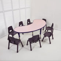 Tables et chaises pour la maternelle : Tables lune réglables multi-personnes pour la petite enfance