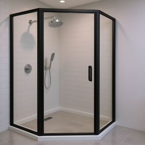 Puerta de Ducha Pivotante Semi-Frameless de 32 a 33-3/8 Pulgadas x 72 Pulgadas, Negro Mate, Vidrio Transparente de 6mm de Grosor, Diseño Rectangular - Product Image 2