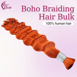FH Venta al por Mayor # Extensiones de Cabello Virgen Brasileño Remy de Grado 350, Color Naranja Jengibre, Ondulado Profundo, Sin Trama, para Trenzas - Product Image 3