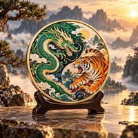 Pièces de monnaie en cuivre fin 999 de 1 oz, série Dragon Tigre, à double face, en relief, effet UV, anti-décoloration, artisanat métallique festif