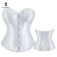 Corset gothique de grande taille 6XL pour femmes noir blanc Satin Overbust Corset Top dentelle Sexy Bustier 6 rangées Busk fermeture Coldker