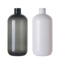 Botol plastik sampo silinder hewan peliharaan, 300ml 500ml kosong Boston bulat kosmetik untuk rambut botol plastik minyak