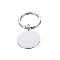Porte-clés en Acier Inoxydable Poli Miroir, Support Métallique Vierge, Forme Ronde Personnalisée, Gravé au Laser, avec Pendentif et Lettrage Multicolore