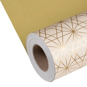 Gold Geometric Pattern Art <b>Paper</b> <b>Roll</b> 100GSM Coated Eco-Friendly Recyclable Double-Sided Digital Printing Compatible Gift <b>Wrap</b> - Product Image 3