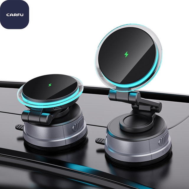 Qi2 15W Magnetic Wireless Car Charger 2X Faster 360° Rotation Suction Cup Phone Mount MagSafe for iPhone 17 16 15 Samsung