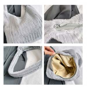 Sac fourre-tout léger et tendance en peluche matelassée douce avec logo personnalisé pour femmes et filles - Product Image 3