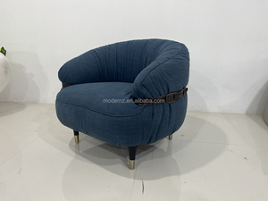 Sillón de Diseño Escandinavo de Mediados de Siglo, Sofá Individual Minimalista Azul, Sillas Decorativas de Ocio para Sala de Estar - Product Image 4