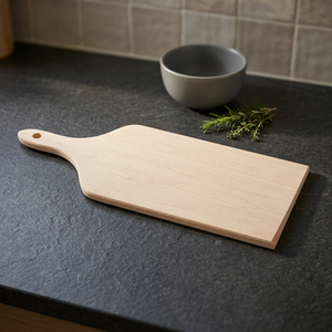 Tagliere in Legno di Faggio Naturale 33,5x14cm DEMOLLI Made in Italy con Manico in Metallo Multiuso Ecologico con Etichetta in Cartone - Product Image 2