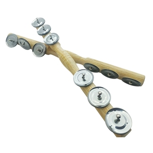 Shaker à 6 clochettes en métal avec poignée en bois massif, instrument de rythme portatif pour enfants, idéal pour l'enseignement en classe - Product Image 2