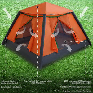 เต็นท์ตั้งแคมป์4คนที่มีเสาพองทนทานวัสดุกันน้ำที่มีความคุ้มครองเต็มรูปแบบฝนบินเต็นท์พองสำหรับการตั้งแคมป์ - Product Image 2