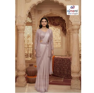 Ensemble traditionnel pour sari avec veste brodée, longueur standard, séchage rapide, tenue de soirée, vêtements ethniques pour femmes, ensemble pour occasions spéciales - Product Image 1