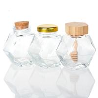 Baru heksagonal unik Promosi berbagai ukuran Airtight kaca penyimpanan Jar kaca madu Jar 100ml 180ml 280ml 380ml 500ml