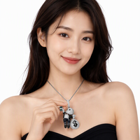 Collier pendentif personnalisé en forme de billet de banque américain pour petit garçon, style hip-hop, plaqué or/argent, entièrement serti de diamants.
