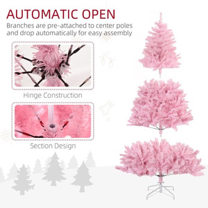 DB Árboles de Navidad artificiales grandes Base de acero de 5m Auto Open Wide Shape Pink; Decorado para vacaciones Papel PET personalizable de 3 pies - Product Image 4