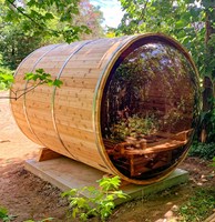 Kompor Listrik Kayu Cedar Merah Tradisional Finlandia 6kw dengan Sauna Tong Kubus Batu untuk Luar Ruangan, untuk Villa, Kapasitas 6 Orang