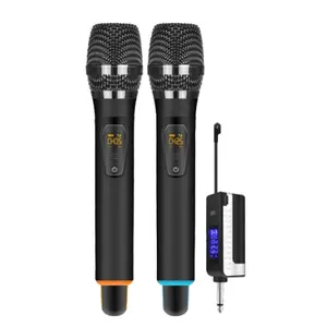 T Profissional Clássico Sem Fio Vocal Mic Set 2 Mikes Mikrofon Singen UHF Dinâmico Handheld Microfones Sem Fio