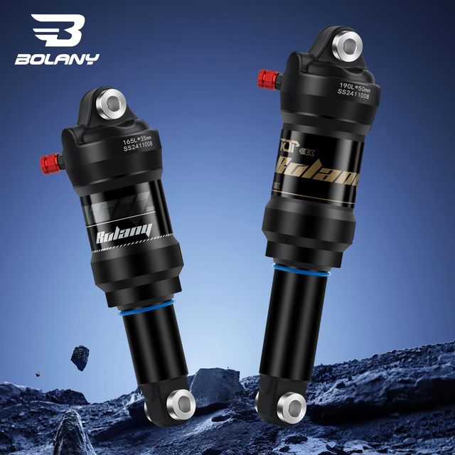 BOLANY Adjustable Mountain Bike Rear Shock Absorber 550lbs Coil Spring Suspension Air Shock 165/190mm Alloy 6066 200-300 Parts