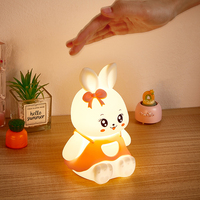 Lampe de nuit en silicone en forme de lapin pour chambre d'enfant, lampe LED intelligente pour chevet, lampe de nuit décorative pour chambre d'enfant