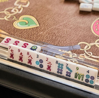 Set Mahjong Amerika Pesanan Khusus dengan Jimat Keberuntungan - Ubin Mahjong Akrilik Lipat 160 Buah Warna Putih Cerah Ramah Lingkungan dan Portabel