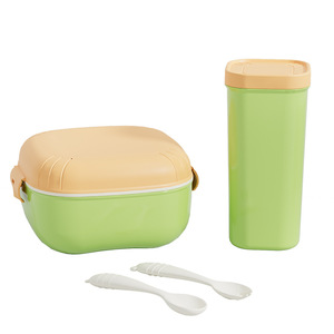 Childrens Water Bottle Lunch Box <b>Set</b> Rectangle Food Grade PP Material <b>Microwave</b> Safe Airtight Storage Student Use - Product Image 2