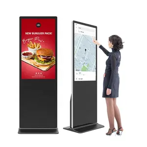 Factory 43 50 55 65 75 Inch Vertical Floor Standing Advertising Kiosk Digital Totem Touch Lcd Display Video Network HD Player