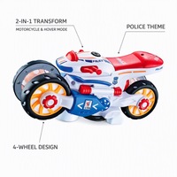 Juguete de Motocicleta de Policía Transformable 2 en 1 con Música, Luces y Batería de Litio Recargable por USB