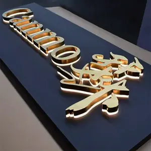 Logo bisnis papan penanda Led Halo/belakang 3d kustom Logo bisnis papan tanda penerangan luar ruangan kualitas tinggi terlaris