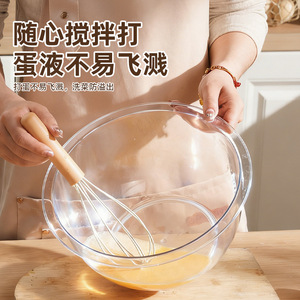 Transparent Mixing Bowl With Lid 26cm Food Grade Pet Multi Purpose Egg Beating <b>Draining</b> Kitchen Basin - Product Image 1