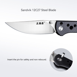 มีดพับ <span class=keywords><strong>Sanrenmu</strong></span> 9165 รุ่นขายดีที่สุด กันลื่น G10 สำหรับตั้งแคมป์ ล่าสัตว์ พกพา EDC มีดพกยุทธวิธีเอาตัวรอด - Product Image 3