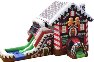 Bonhomme en pain d'épice de Noël commercial sautant château toboggan Combo imperméable ignifuge PVC matériel pour le plaisir en plein air! - Product Image 5