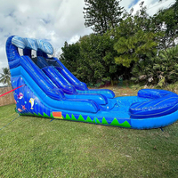 Toboggan aquatique gonflable commercial en PVC avec piscine, toboggan aquatique à rebondissement pour les fêtes intérieures et extérieures des enfants