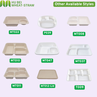 Plateau rectangulaire jetable en bagasse de canne à sucre à 4 compartiments, robuste, compatible micro-ondes, compostable, écologique, pour plats à emporter