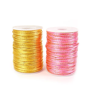 Vente en gros de fil d'or 5 # fil polyester brillant soie bricolage bracelets faits à la main cordes tissées corde de suspension colorée cordon de satin - Product Image 6