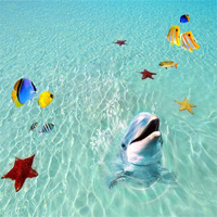 Dolphin Ocean World 3D Revêtement de sol imprimé en PVC, revêtement de sol en vinyle écologique/100% étanche intérieur moderne