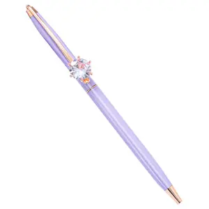 Diamond Pendant Clover Clip Elegant Stainless Steel Gel Ball Pen Signature Ballpoint Custom Women Metal Pens