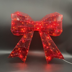 Ornement mural <span class=keywords><strong>LED</strong></span> rouge en forme de nœud papillon, alimenté par piles, <span class=keywords><strong>ruban</strong></span> prismatique lumineux, décoration géométrique pour mariage, Noël, fête - Product Image 2