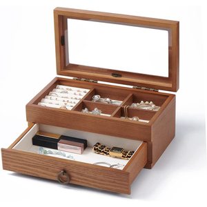 Wooden Jewelry <b>Box</b> With Mirror And Drawer For Necklace Ring Earring Storage Organizer Desktop <b>Makeup</b> Accessory Case - Product Image 4