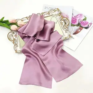 High Quality Solid Color Hot Sale Red Blue Long Silk Scarf 100% Mulberry Silk Scarfs for Women