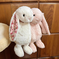 Jellcatt UK Peluche Lapin Timide aux Oreilles Florales, Douce, à Longues Oreilles Tombantes, Poupée en Peluche