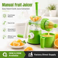 Presse-agrumes manuel portable en plastique pour fruits, oranges et pastèques, à manivelle, facile à nettoyer
