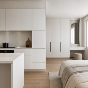 Panneau de fibres à densité moyenne en mélamine de qualité E1, 18 mm, adapté aux meubles de cuisine et de chambre modernes - Product Image 3