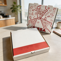 Boîte à pizza jetable pliable en carton ondulé blanc de qualité supérieure SP3242, prête pour l'impression de marque, pour la vente en gros et les pizzerias