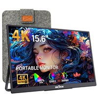 Moniteur portable 4K de 15,6 pouces, prêt à l'emploi, sans pilote, avec adaptateur secteur inclus, pour les voyages d'affaires et le télétravail