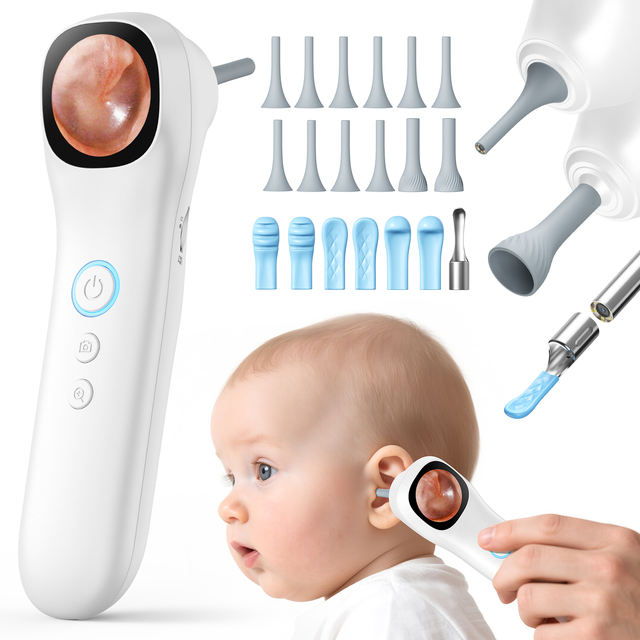 Q12 EAR Camera with 1080P HD Screen 2MP Ear 3.2mm Diameter and 1.28inch Otoscope for Kids